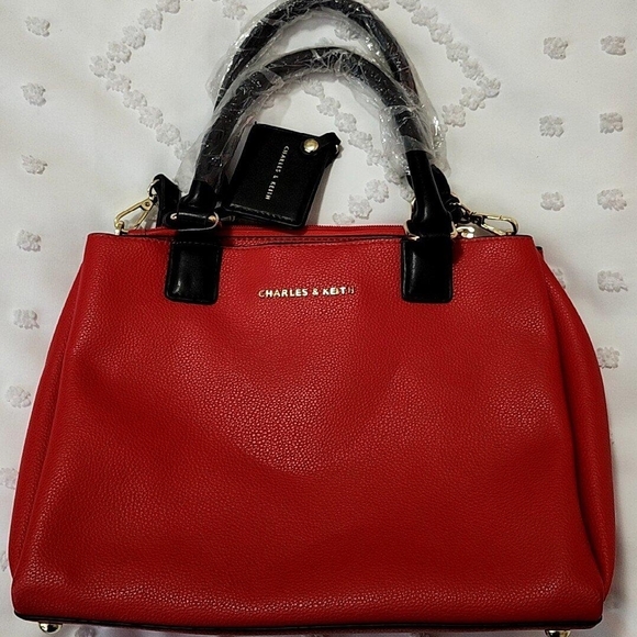 Charles & Keith Red Handbag - Picture 1 of 2